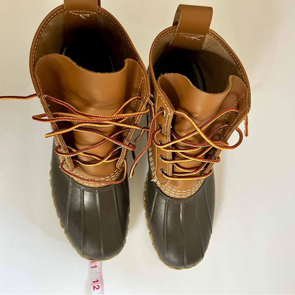 LL Bean Brown Leather Unisex Unlined Ankle Duck Boots Size 7N Men and 9N Women - Picture 5 of 11